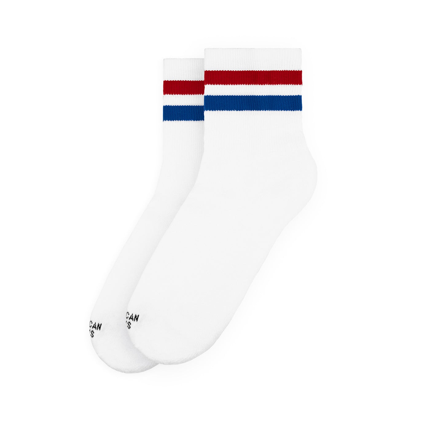 Delorean - Ankle High short socks with two stripes classic American Socks old school striped White Color