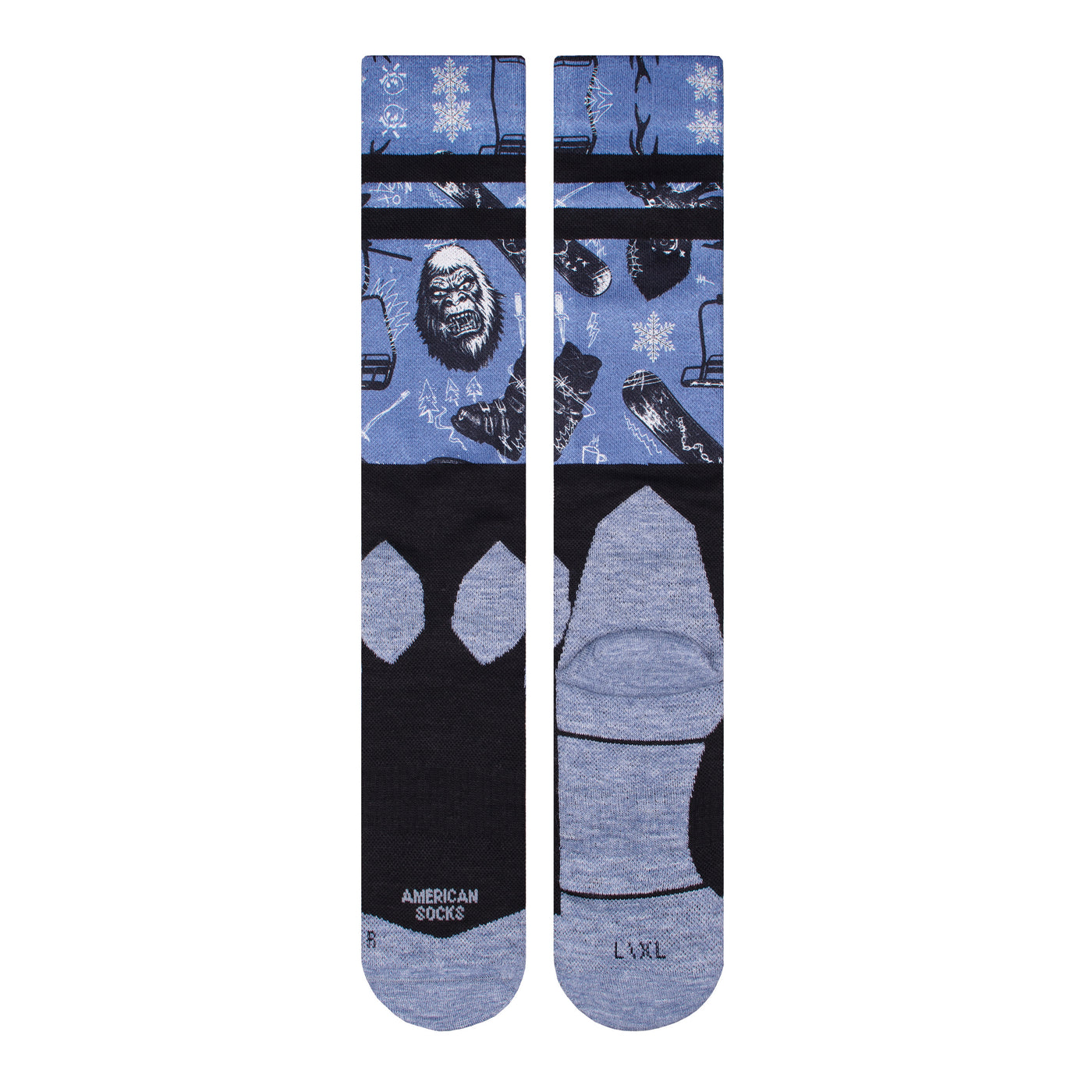 Marine wool like ski socks with winter cool sports pattern by american socks
