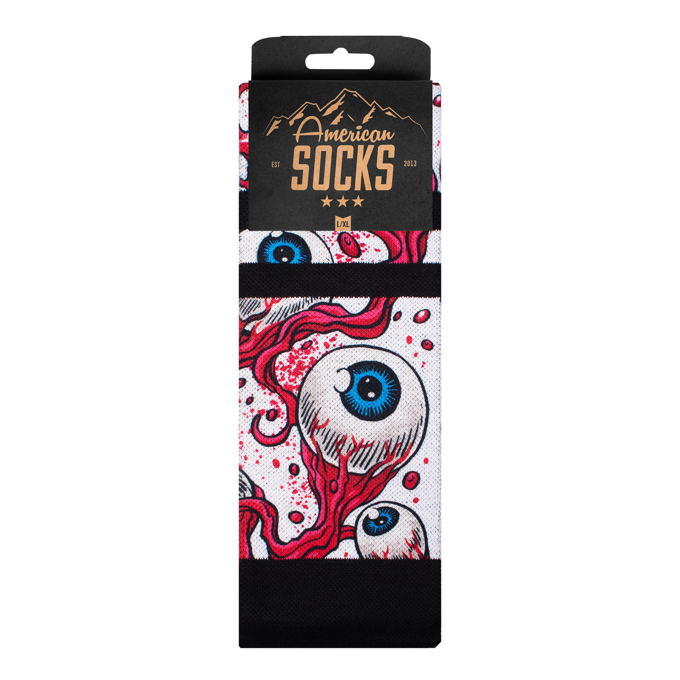 Ski socks with punk eye balls illustration by american socks 