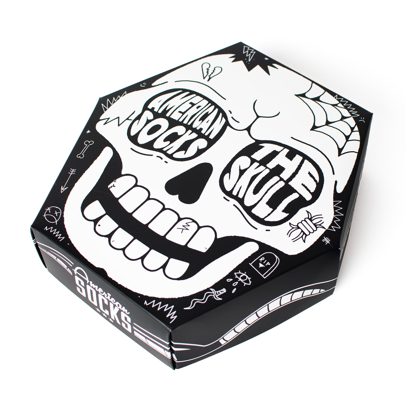 American socks gift box with cool alternative skull packaging by american socks 