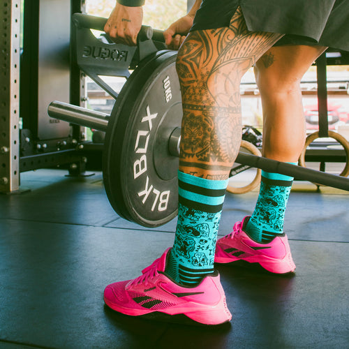 Skull Yard technical gym socks worn during training