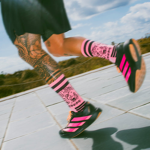 Burning Rage running socks with an anatomical fit